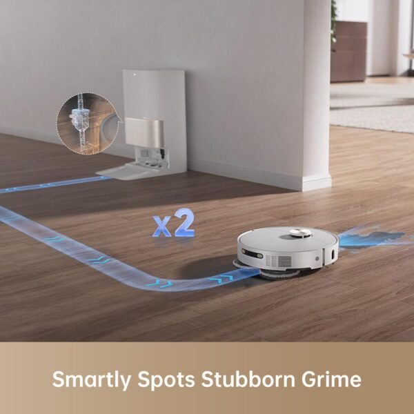 DREAME X40 Ultra Robotic Vacuum with Removable & Liftable Mop, 12,000Pa Suction, Side Brush Extensive Cleaning, 158°F Mop & Washboard Self Cleaning, Auto-Empty, Auto Refill, liftable Brushes - Image 4