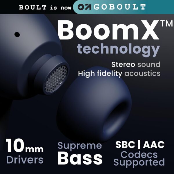 GOBOULT Z40 True Wireless in Ear Earbuds with 60H Playtime, Zen™ ENC Mic, Low Latency Gaming, Type-C Fast Charging, Made in India, 10mm Rich Bass Drivers, IPX5, Ear Buds TWS (Blue) - Image 5