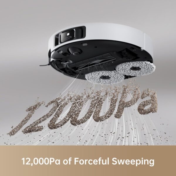 DREAME X40 Ultra Robotic Vacuum with Removable & Liftable Mop, 12,000Pa Suction, Side Brush Extensive Cleaning, 158°F Mop & Washboard Self Cleaning, Auto-Empty, Auto Refill, liftable Brushes - Image 5
