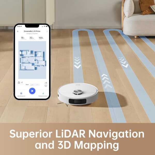 DREAME L10 Prime Robot Vacuum Cleaner with 7mm Mop Lift, Self-Cleaning Mop, LDS Navigation, 4000Pa Suction, 3D Mapping, WiFi/APP/Alexa - Image 7