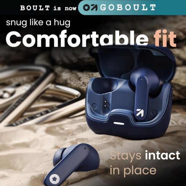 GOBOULT Z40 True Wireless in Ear Earbuds with 60H Playtime, Zen™ ENC Mic, Low Latency Gaming, Type-C Fast Charging, Made in India, 10mm Rich Bass Drivers, IPX5, Ear Buds TWS (Blue) - Image 8