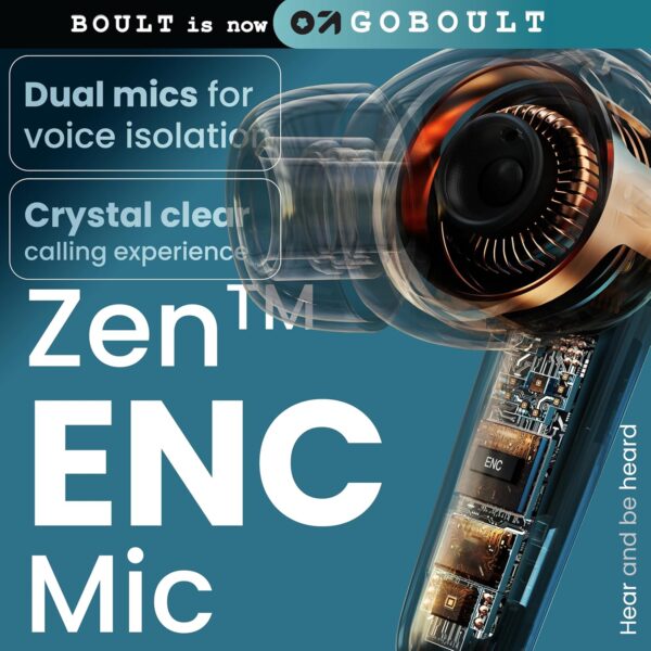 GOBOULT Z40 True Wireless in Ear Earbuds with 60H Playtime, Zen™ ENC Mic, Low Latency Gaming, Type-C Fast Charging, Made in India, 10mm Rich Bass Drivers, IPX5, Ear Buds TWS (Blue) - Image 14